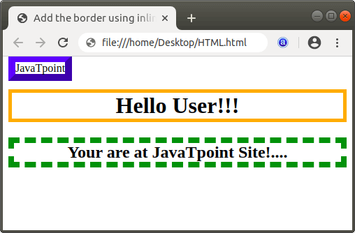 How To Add Border In Html Javatpoint