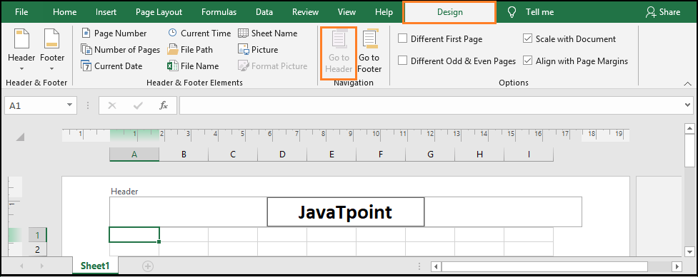 Add Sheet Name Header Element To The Left Header Section