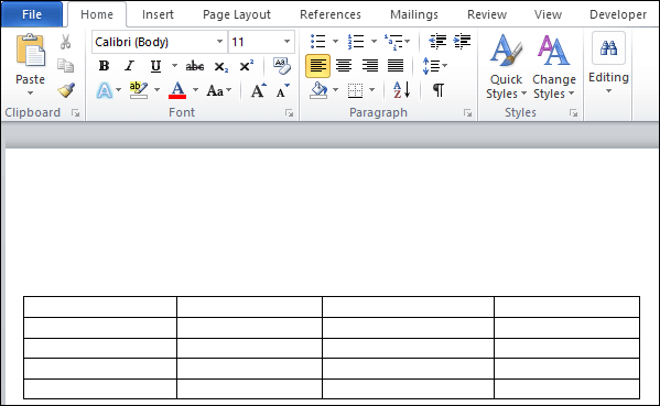 How To Add A Row And Column To A Table In Microsoft Word Document Javatpoint