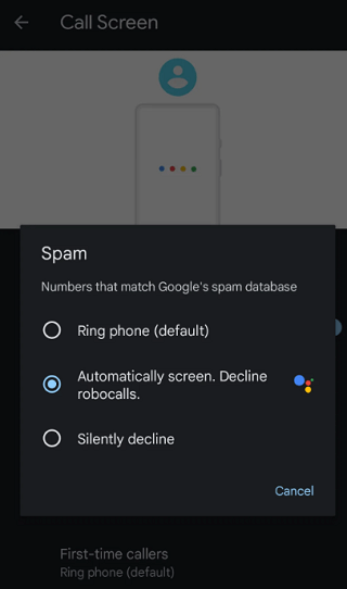 Android Call Screening