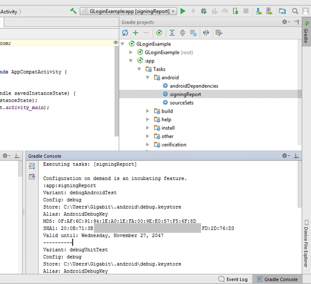 mac keystore generate Google App  Sign Android In javatpoint  Integrating in