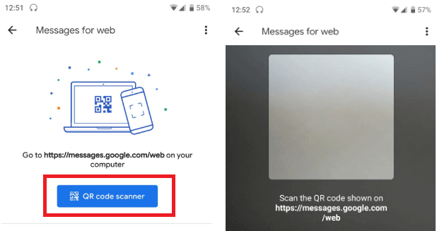 Android Messages for web