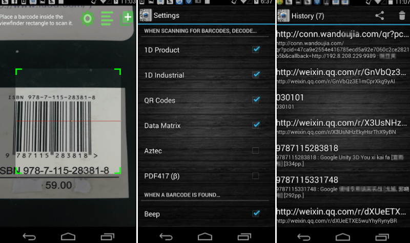 Barcode scanner apps for Android