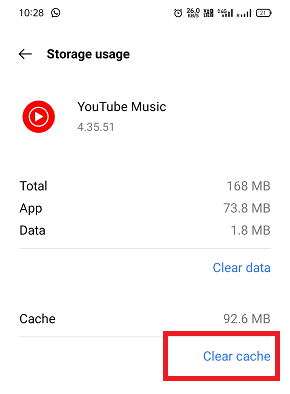 Clear cache android