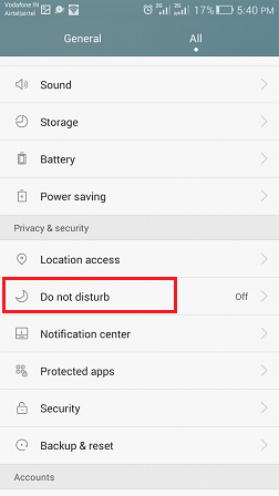 Do Not Disturb in Android