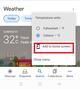 Google Weather App for Android
