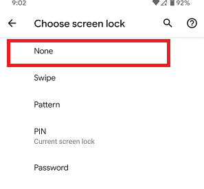 How do I Disable Screen Lock on Android