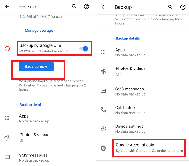 How do I restore from Google backup?