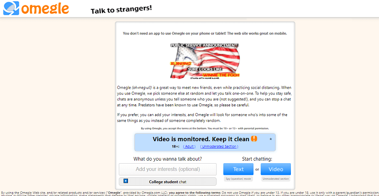 Omegle website chat online like 10 Free