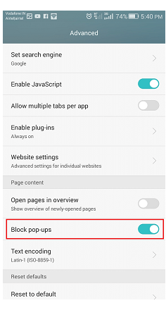 Pop-up Blocker in Android