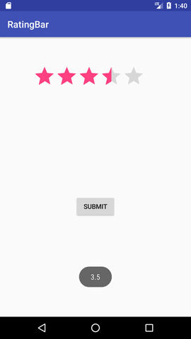 android rating bar example output 2