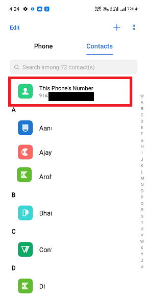 What is my Phone Number on Android