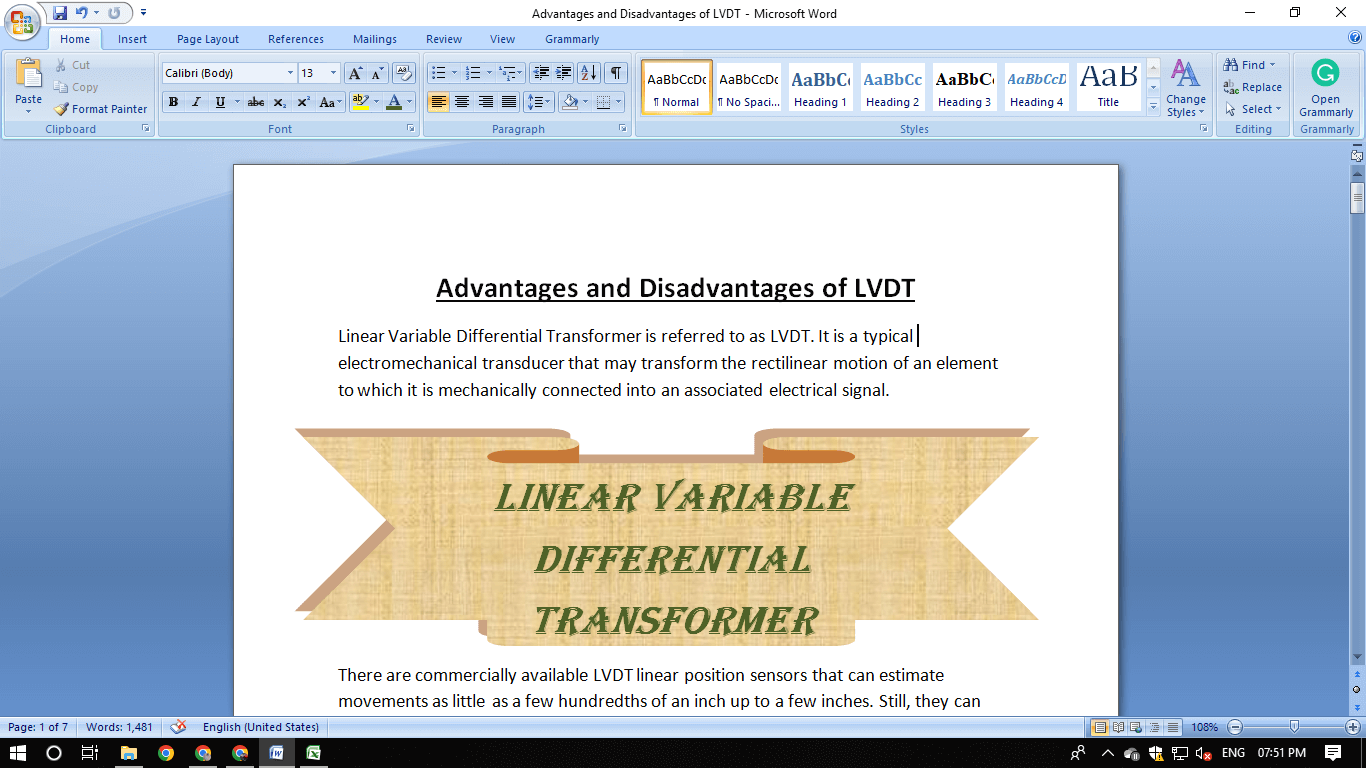 Advantages and Disadvantages of LVDT