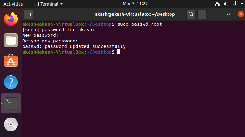 How to Change root user password ubuntu