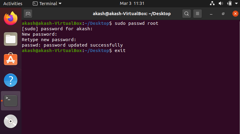 How to Change root user password ubuntu