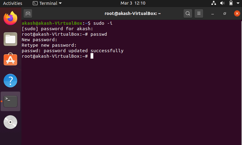 ubuntu change password