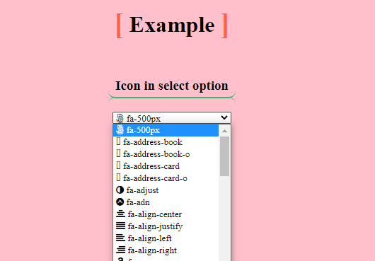 The icon in the select option