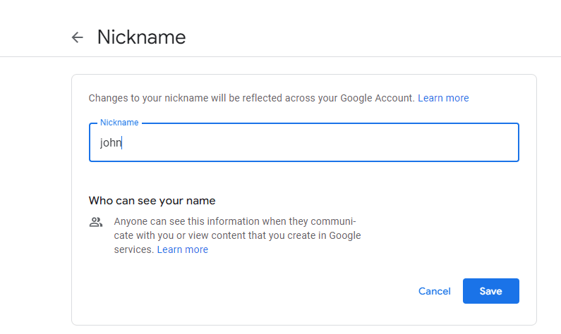 How to Change name on Google