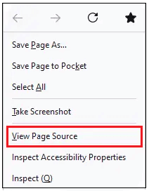 How to view the HTML source code of a web page?