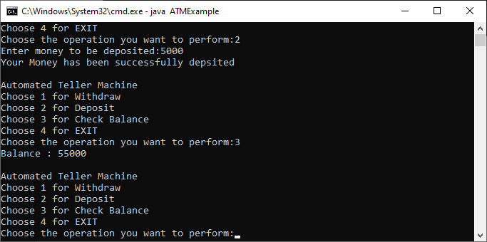 ATM program Java