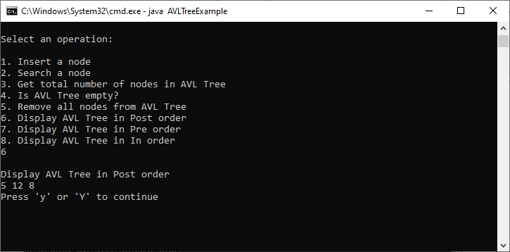 AVL Tree program in Java