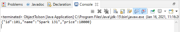 Convert Java object to JSON