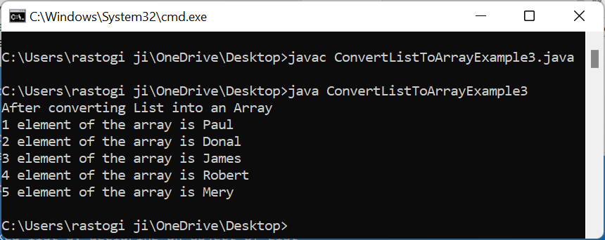 Convert List To Array In Java Javatpoint