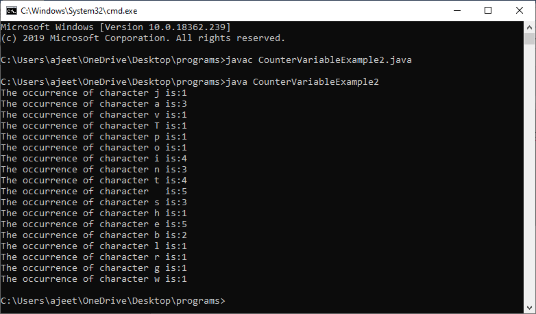 Counter variable in Java