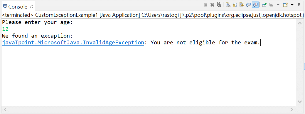 Exception Class in Java
