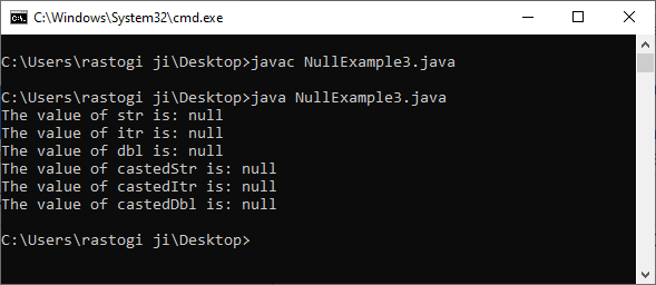 Facts about null in Java