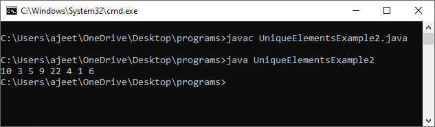 Find unique elements in array Java