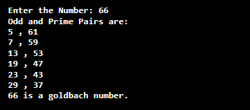 Goldbach Number in Java