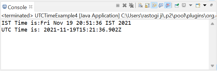 Get Utc Time In Java