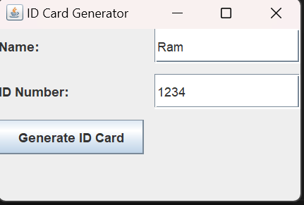 ID Card Generator Using Java