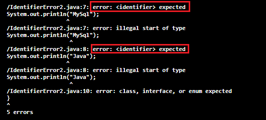 Identifier Expected Error in Java