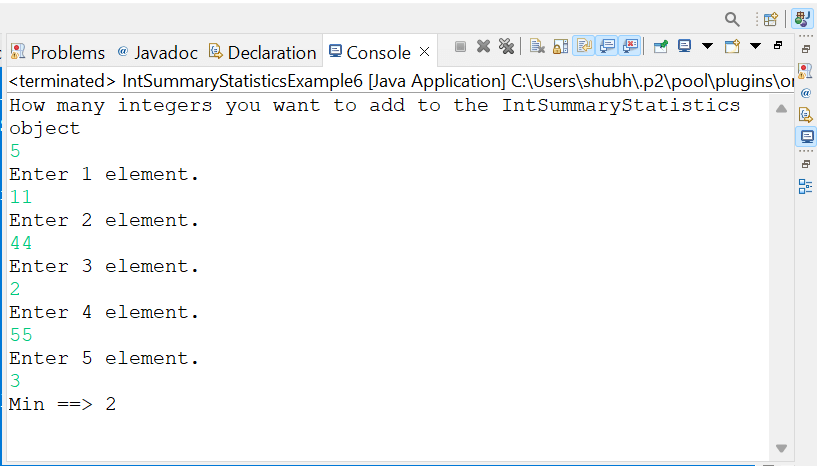 IntSummaryStatistics Class in Java