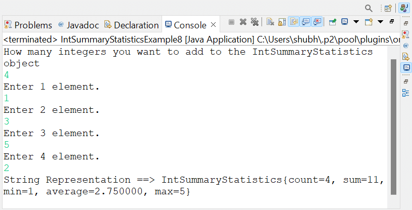 IntSummaryStatistics Class in Java