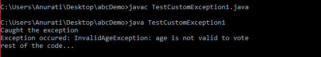 Java Custom Exception