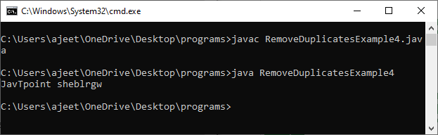 Java program to remove duplicate characters from a string