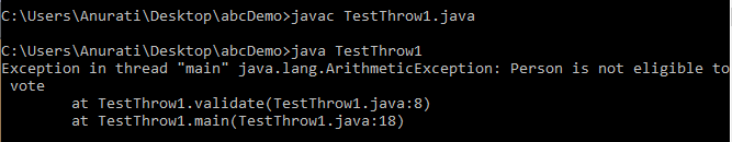 Java throw keyword