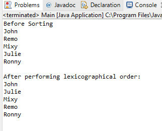 Lexicographical Order Java