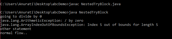 Java Nested try block