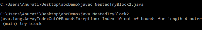 Java Nested try block
