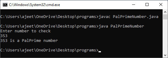 PalPrime Number Java