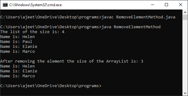 Sømand underkjole tyfon Remove an Element from ArrayList in Java - Javatpoint