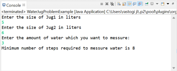 Water Jug Problem in Java