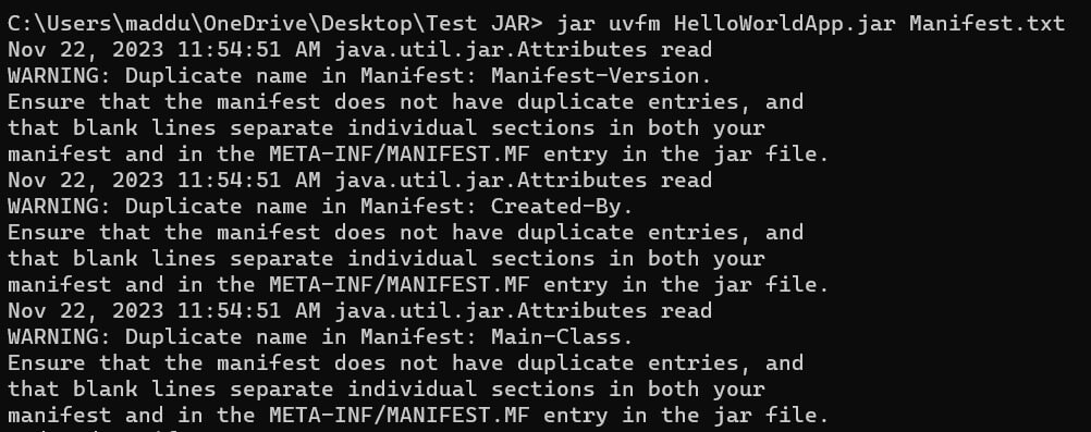 Working with JAR and Manifest files In Java