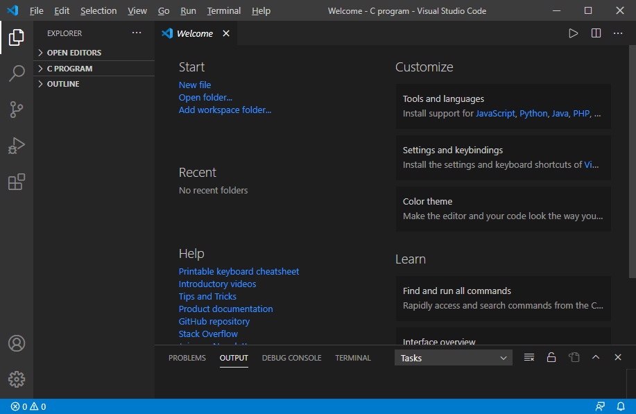 How to run a C program in Visual Studio Code