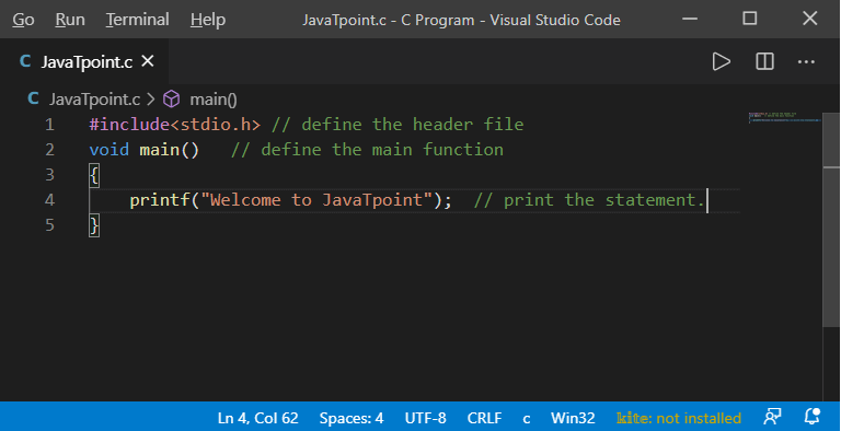 How to run a C program in Visual Studio Code - javatpoint