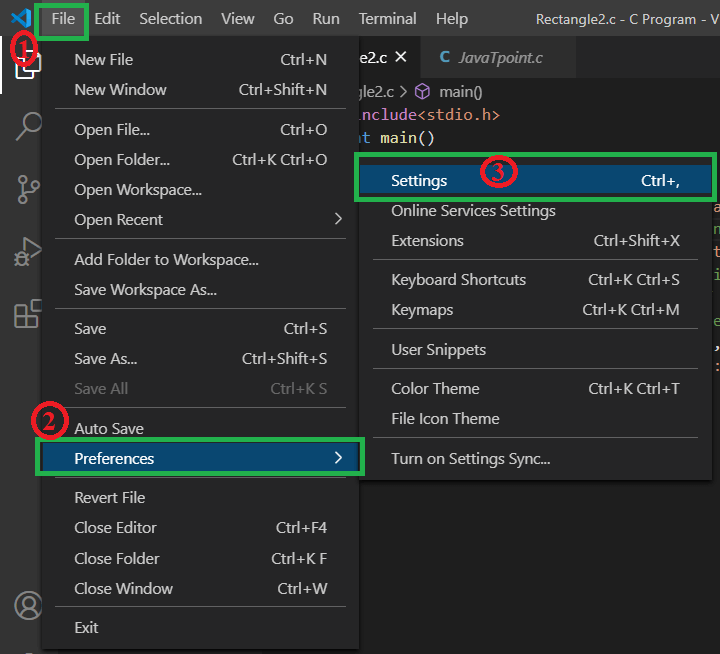 how to use visual studio code of c